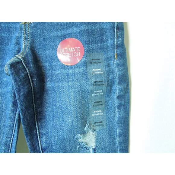 Girls SO Raw Edge Hem Medium Blue Distressed Ultimate Jeggings Size 8 - Picture 3 of 6